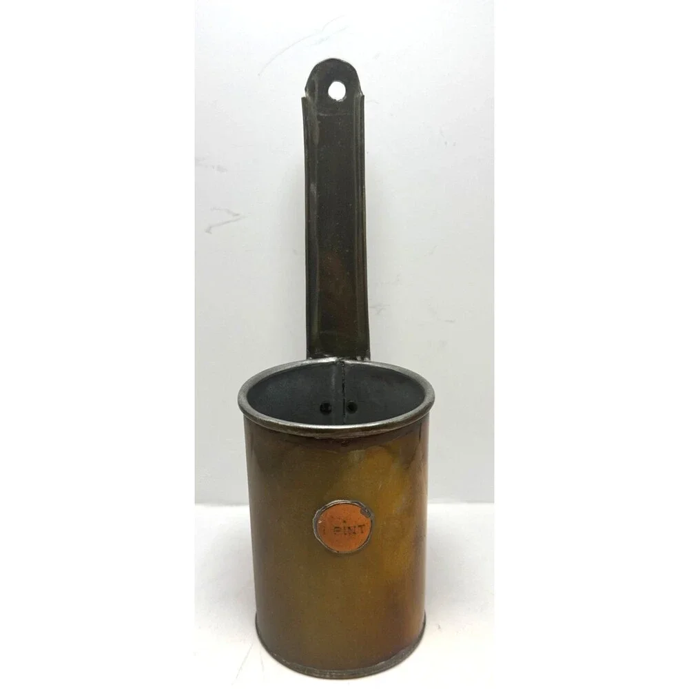 Vintage Copper and Brass Nesting Measuring Stackable Hanging Cups Ladle Quarts